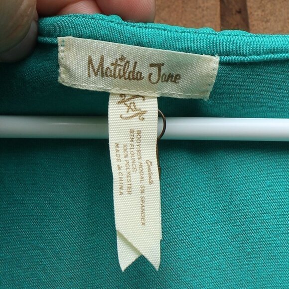 Matilda Jane Women's Forever Friends Britta Long Sleeve Green Ruffle Blouse XL - Picture 4 of 6